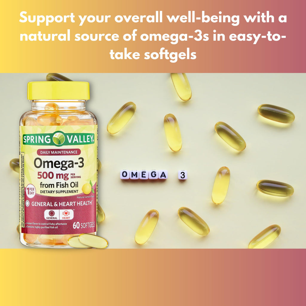 Omega 3 500mg Fish Oil Softgels 60 Count F37801