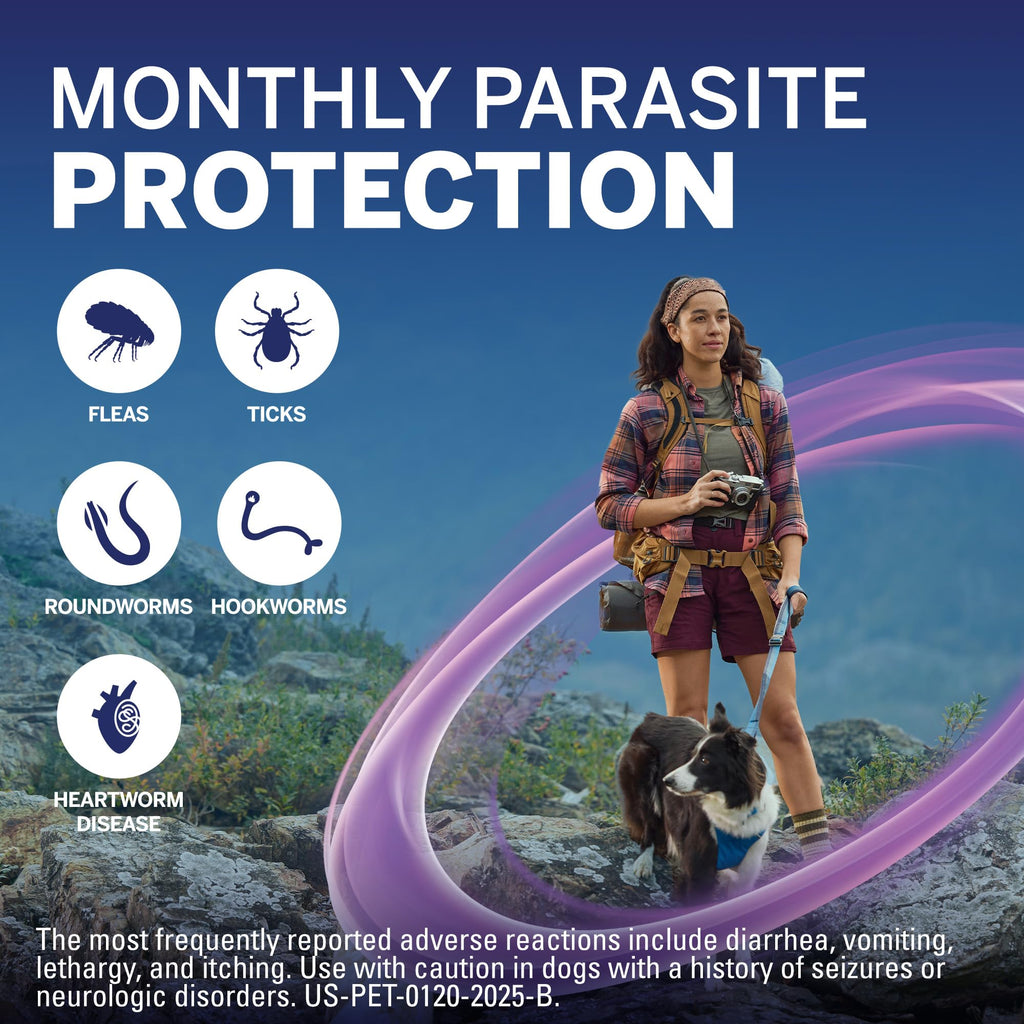 Flea and Tick Heartworm Preventive Soft Chewables for Dogs 4-8 lbs 6 Chews X3085