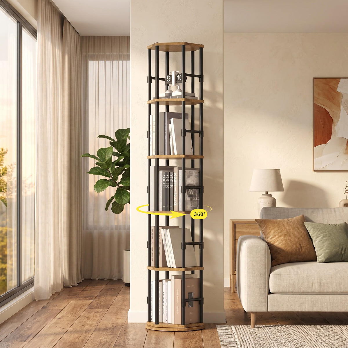 5-Tier Rotating Bookshelf Tower R833056