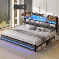 King Size Bed Frame with Storage & Upholstered Headboard M534