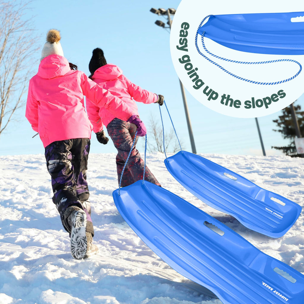 Plastic Toboggan Snow Sled with Pull Rope and Handles P992