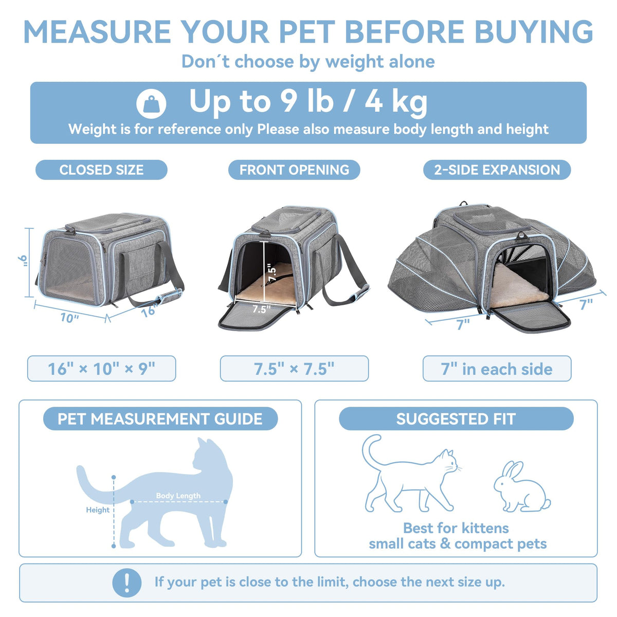 Small Double Expandable Cat Carrier L816