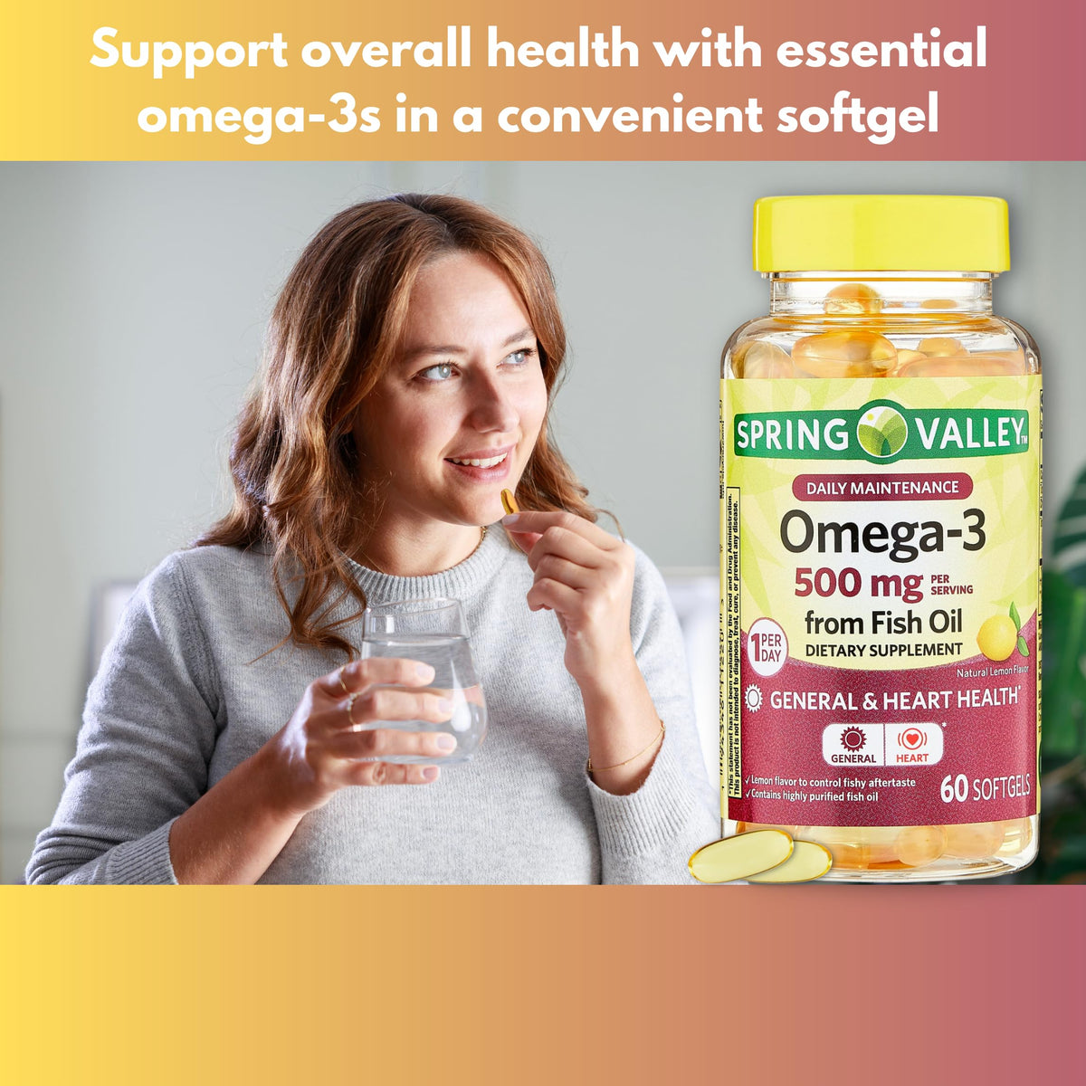 Omega 3 500mg Fish Oil Softgels 60 Count F37801