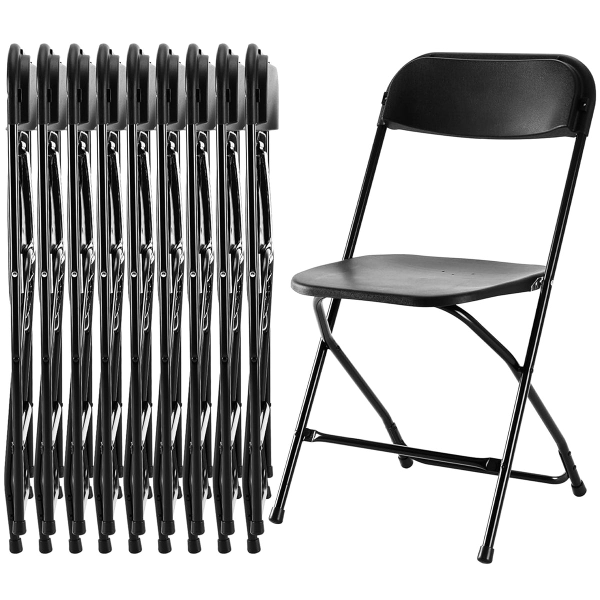 Black 10-Pack Folding Plastic Chair with Metal Frame M117
