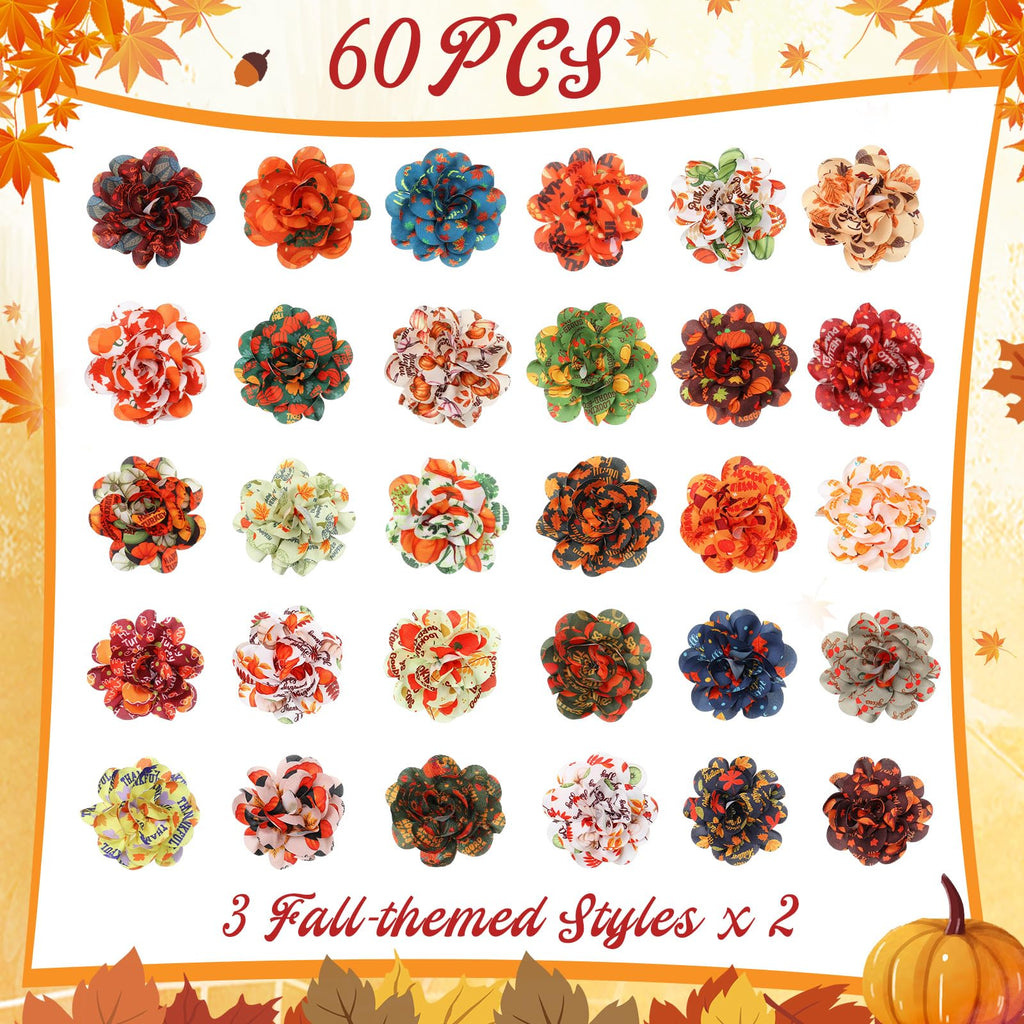 60 Pcs Fall Pet Bow H606