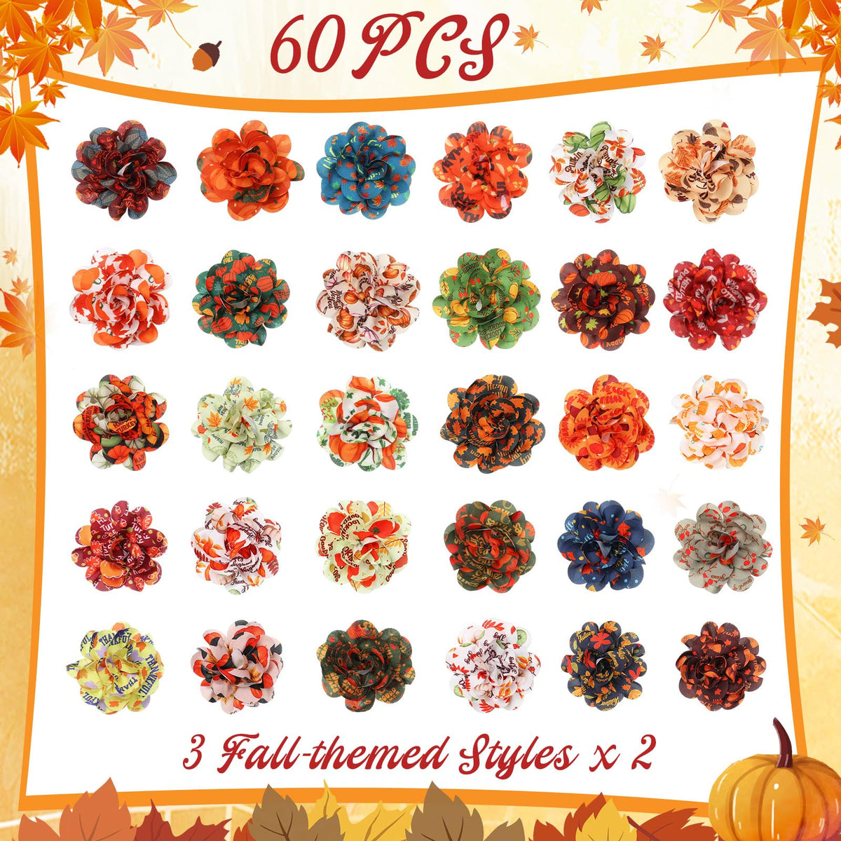 60 Pcs Fall Pet Bow H606