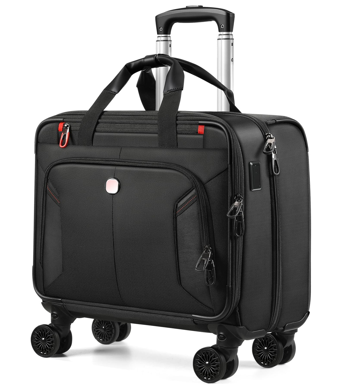 Rolling Laptop Bag with USB & Type-C Charging Port, Water Resistant 17.3 Inch K8874
