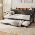 Twin Daybed with Upholstered Headboard and Trundle, Black R428