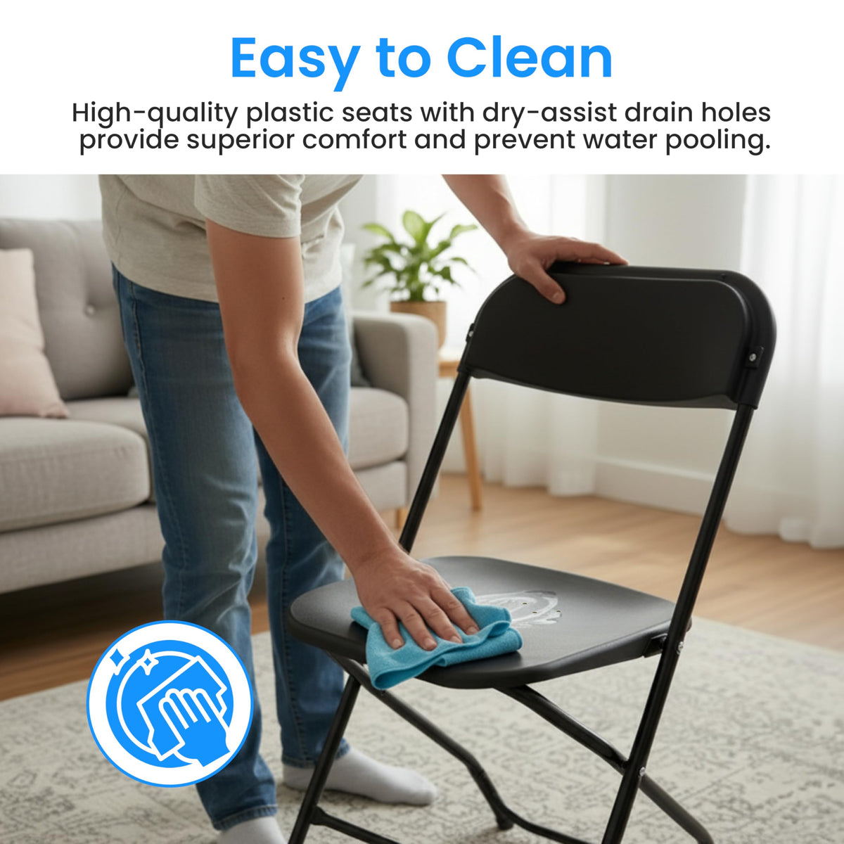 Black 10-Pack Folding Plastic Chair with Metal Frame M117