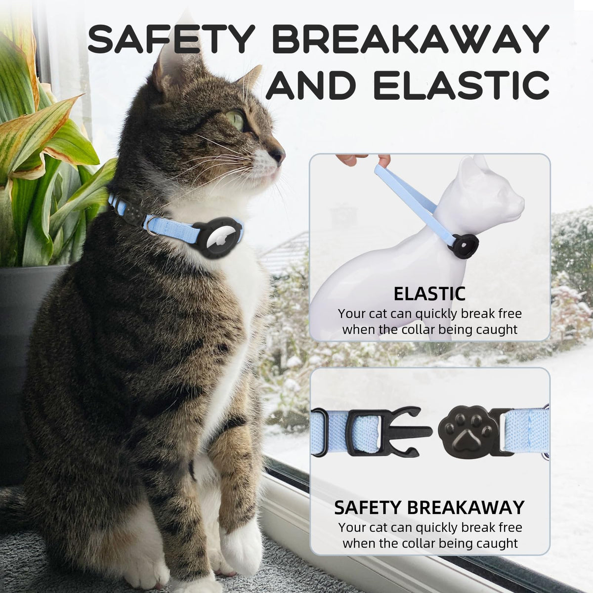 Cat Collar with AirTag Holder and Bell E31996