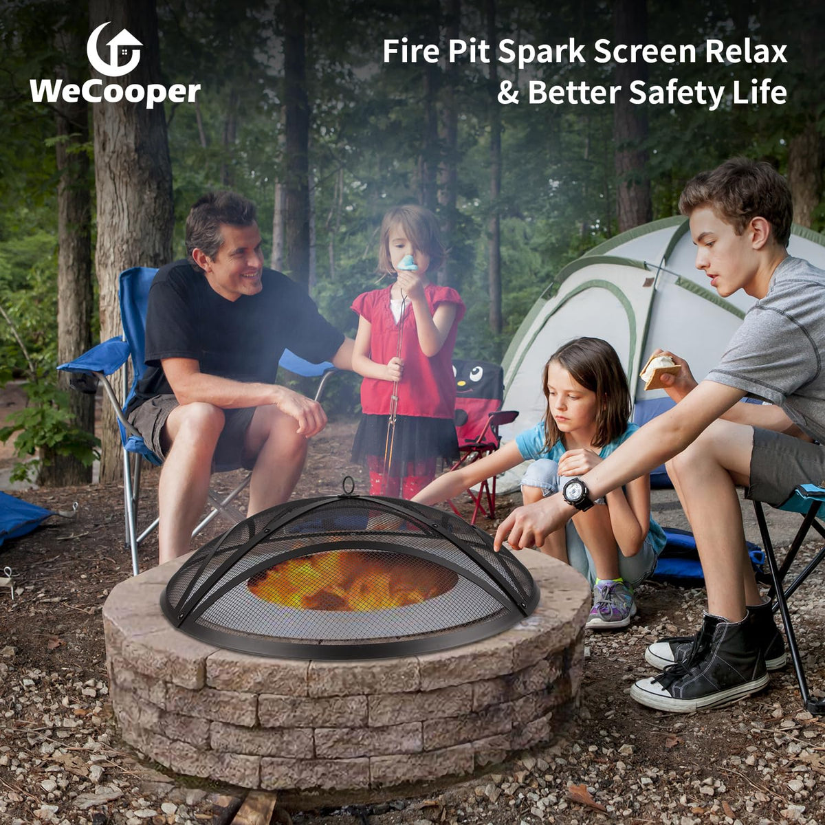 32In Reinforced Steel Round Fire Pit Screen Cover L75255