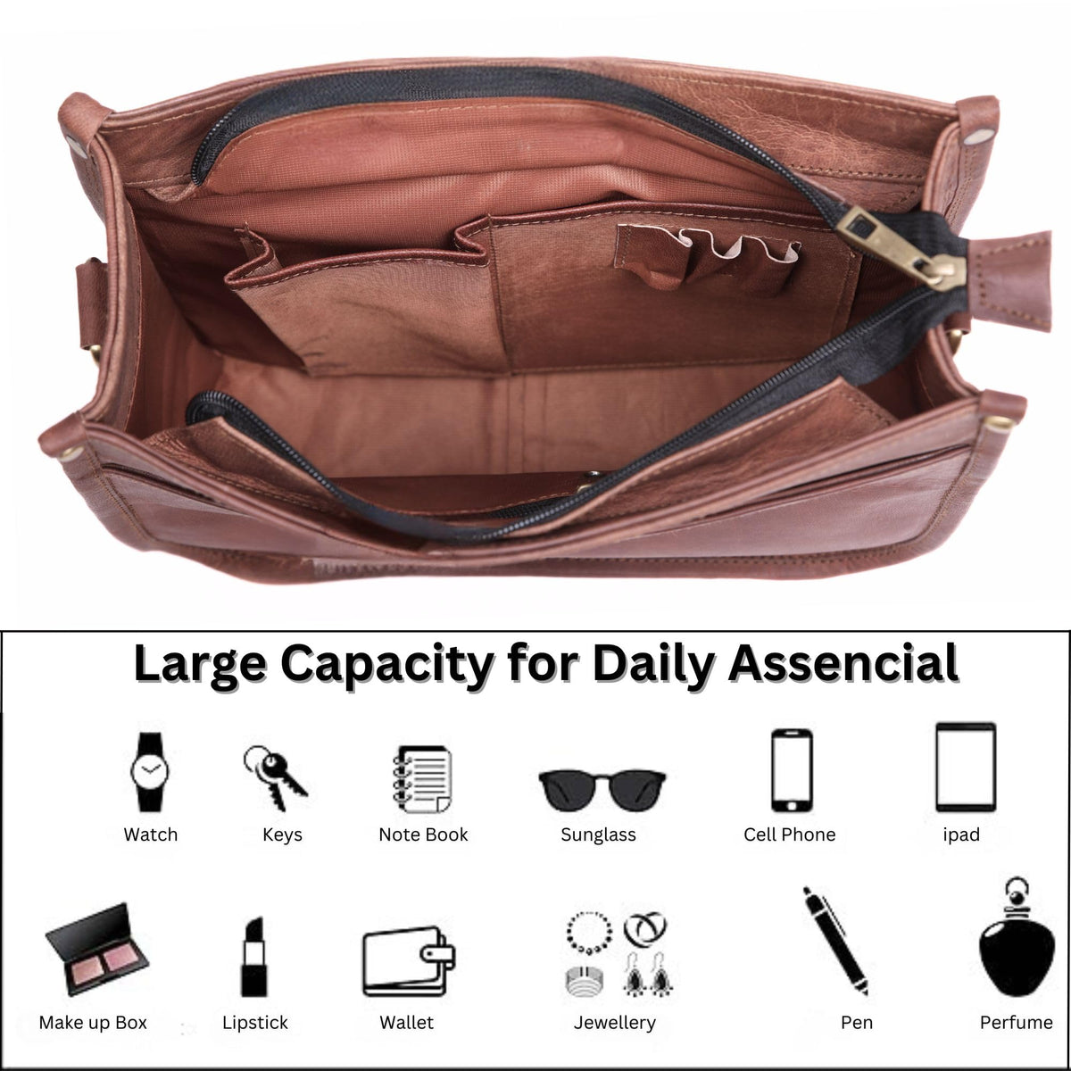 Genuine Leather Crossbody Purse E9342