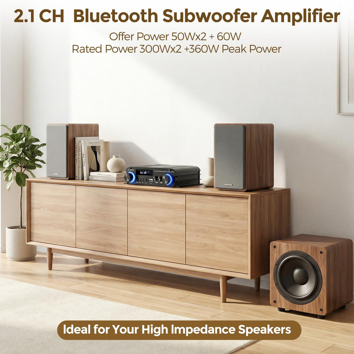 2.1 Channel Stereo Audio Amplifier Bluetooth 5.0 with Remote X100