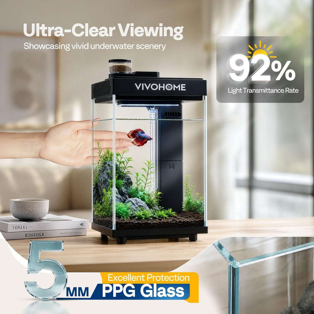 2 Gallon Smart Fish Tank with Auto Feeder H543
