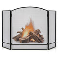 Black Wrought Iron 3 Panel Folding Fireplace Screen P694