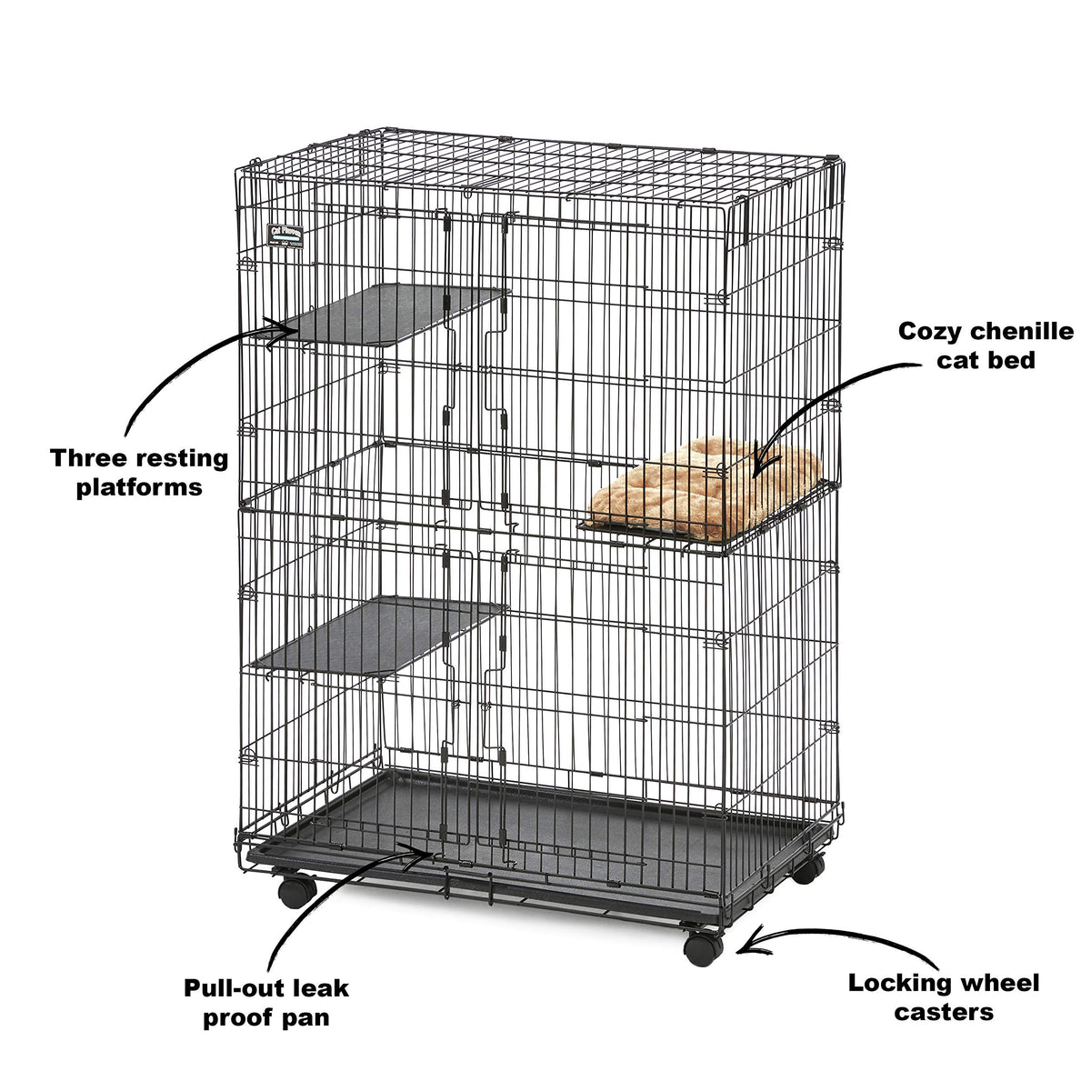 Folding Metal Cat Playpen with 3 Platforms G379048