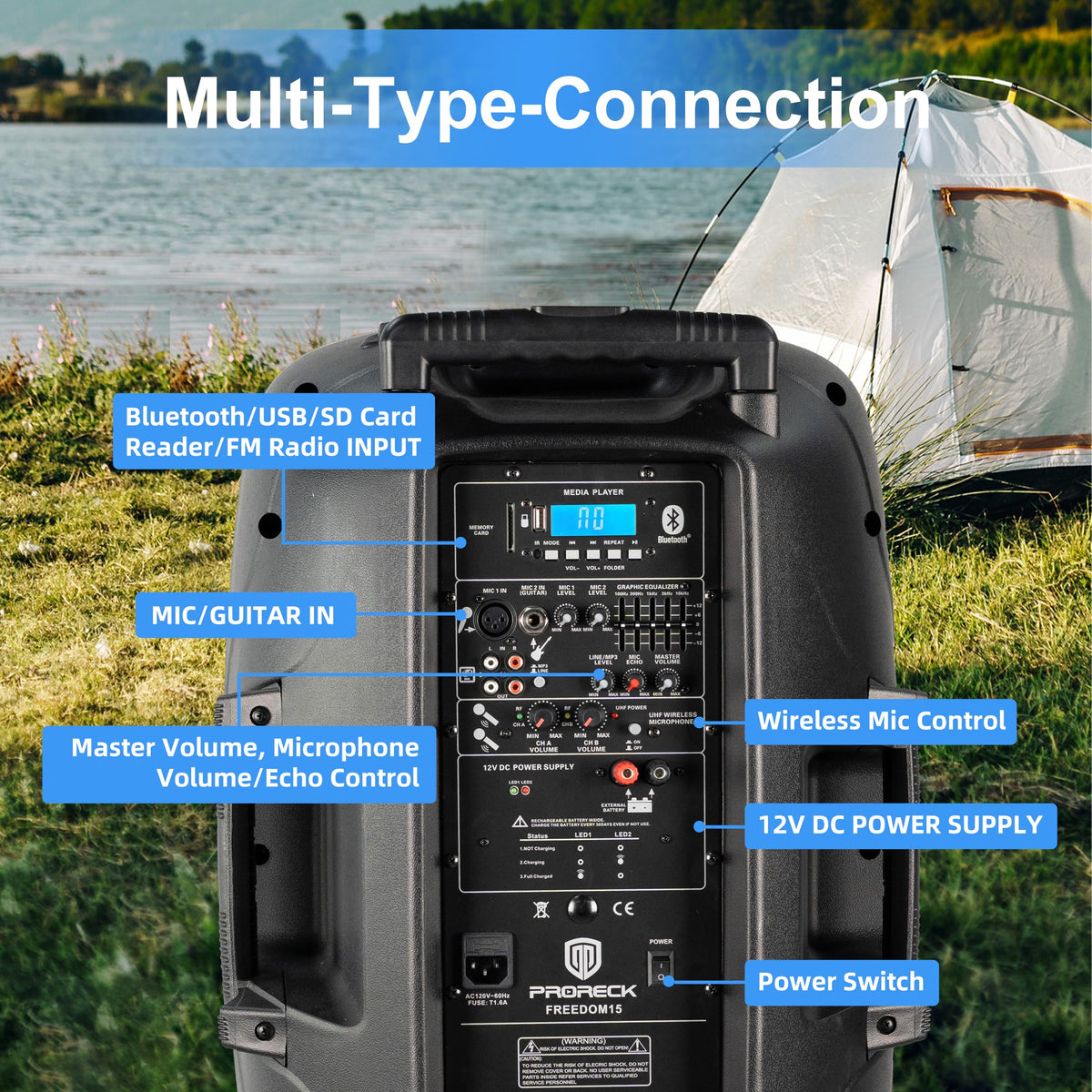1600W 2-Way Rechargeable Powered PA Speaker System with Bluetooth U23793