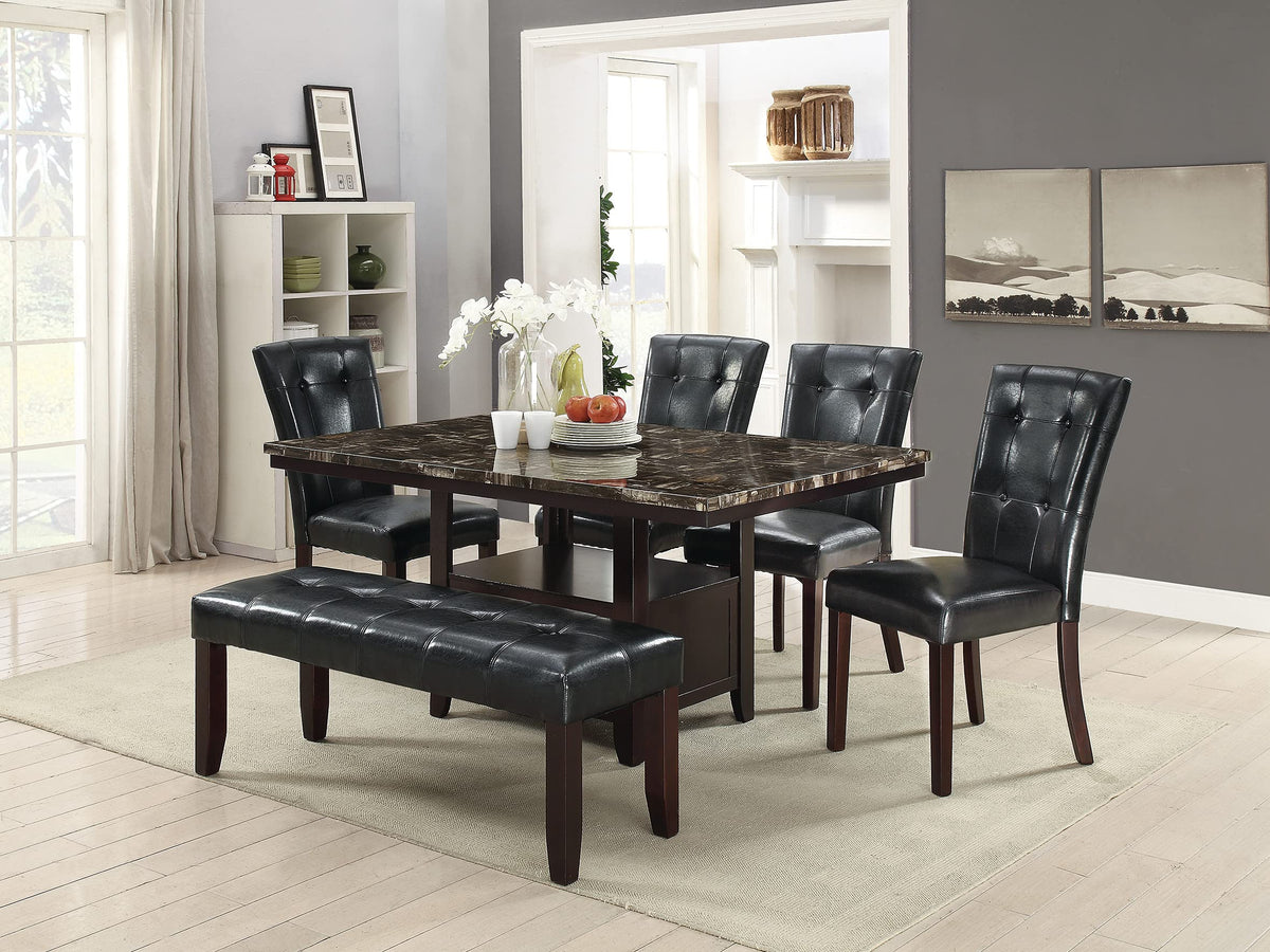 Black Faux Leather Tufting Parson Chairs Set of 2 F8551