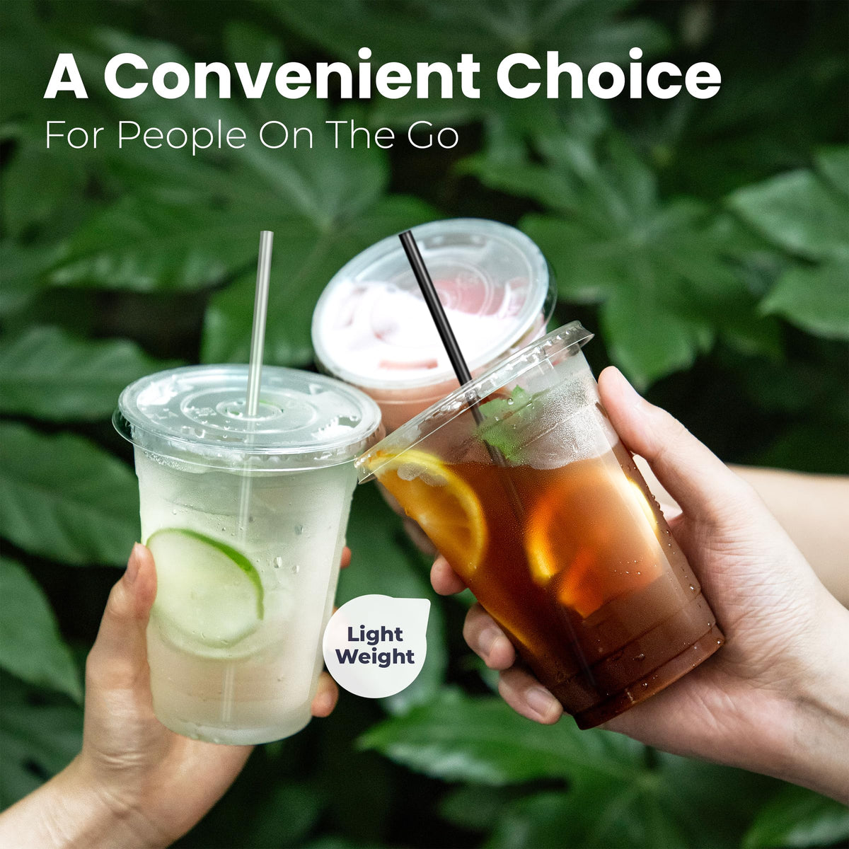 12 oz Clear Plastic Cups with Lids and Straws W901