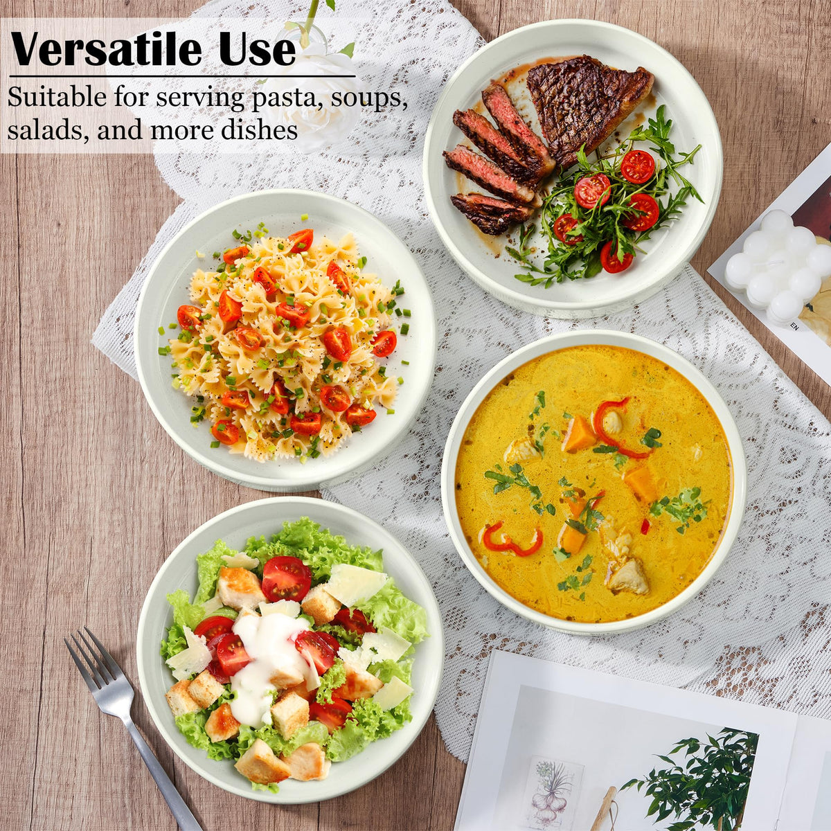 18-Piece Speckled White Stoneware Dinnerware Set Y236