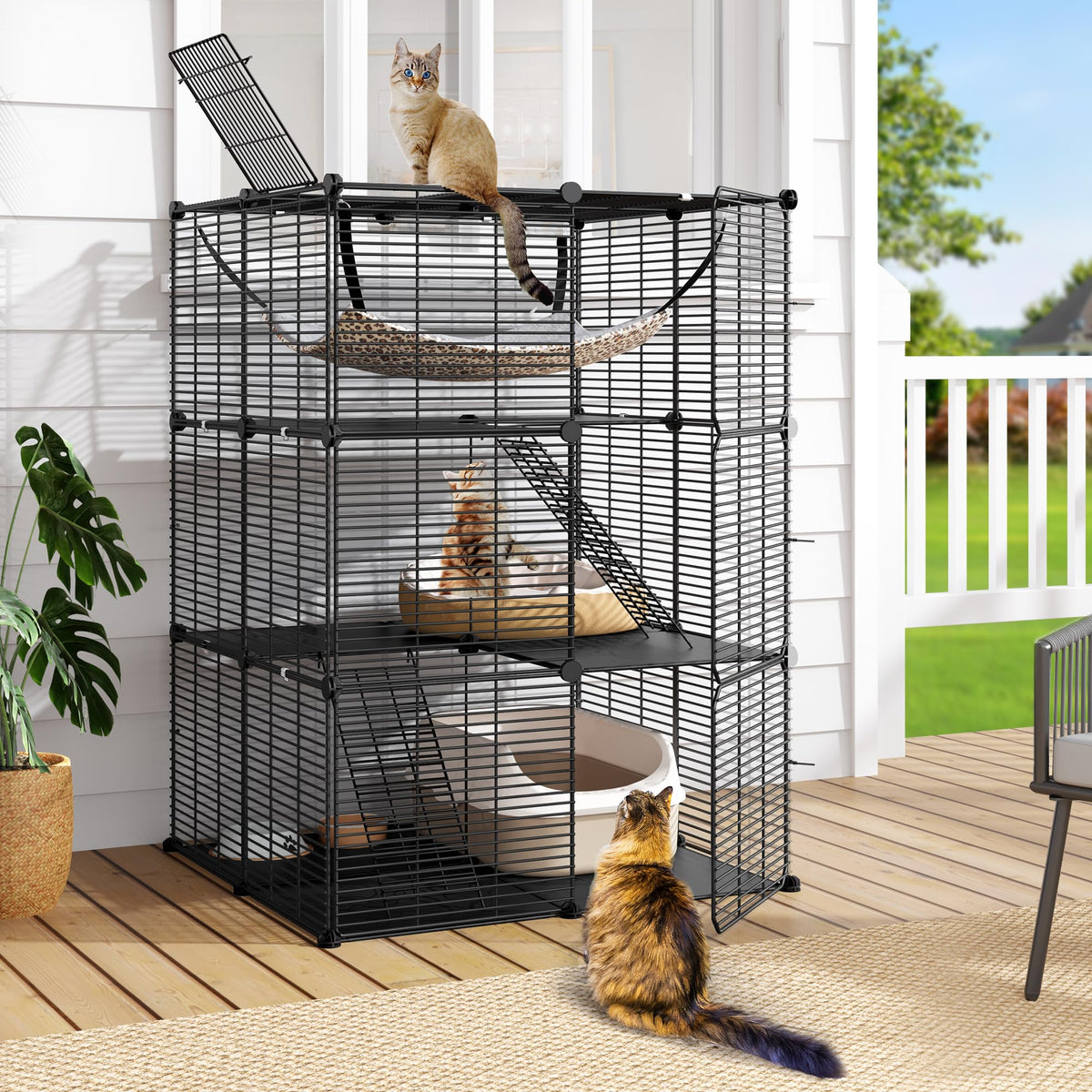 3-Tier Metal Cat Cage Indoor Enclosure N861701